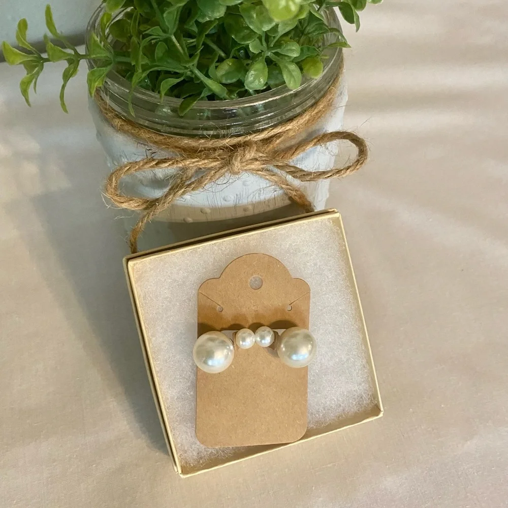 Best Seller! Minimalist Double Sided Pearl Earrings, Gift Post Bead Earrings - Picture 6 of 9